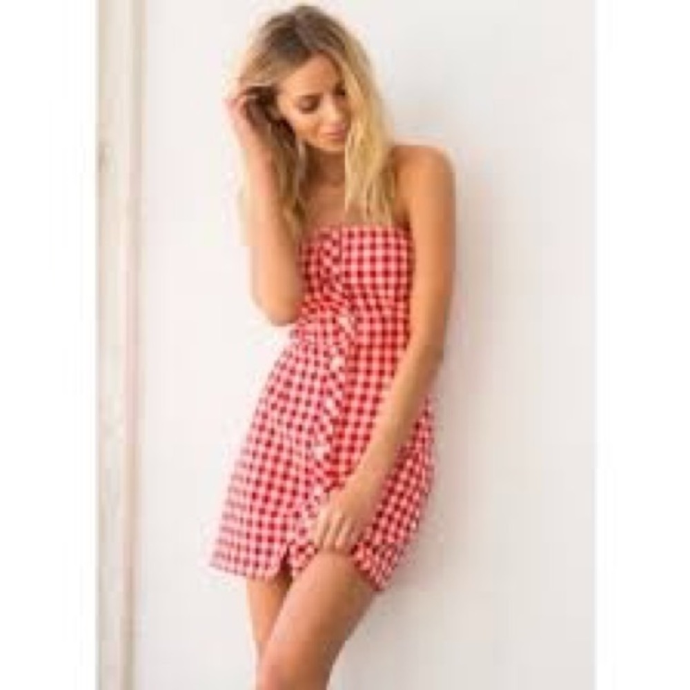 Honey Punch Checkered Red dress